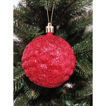 Новогодний шар в блестках "Бульбашка" красная Ø80мм, цена за набор 4шт